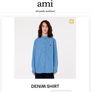 Ami denim button down shirt, sustainably dyed in portugal- worn once